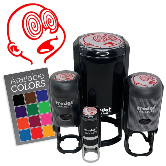 Hypnotized Trance Swirl Eyes Pupil Cartoon Self-Inking Rubber Stamp for Stamping Ink Stamper Crafting Planners - 1/2 Inch Mini - Dry Pad (No Ink)