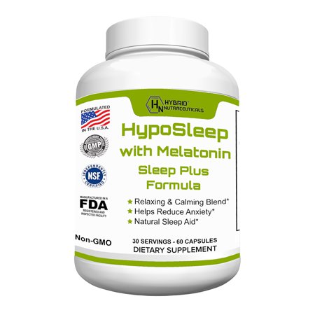 HypoSleep Natural Sleep Aid Supplement with Melatonin - Non-Habit-Forming Relaxation Support for Adults - 60 Capsules