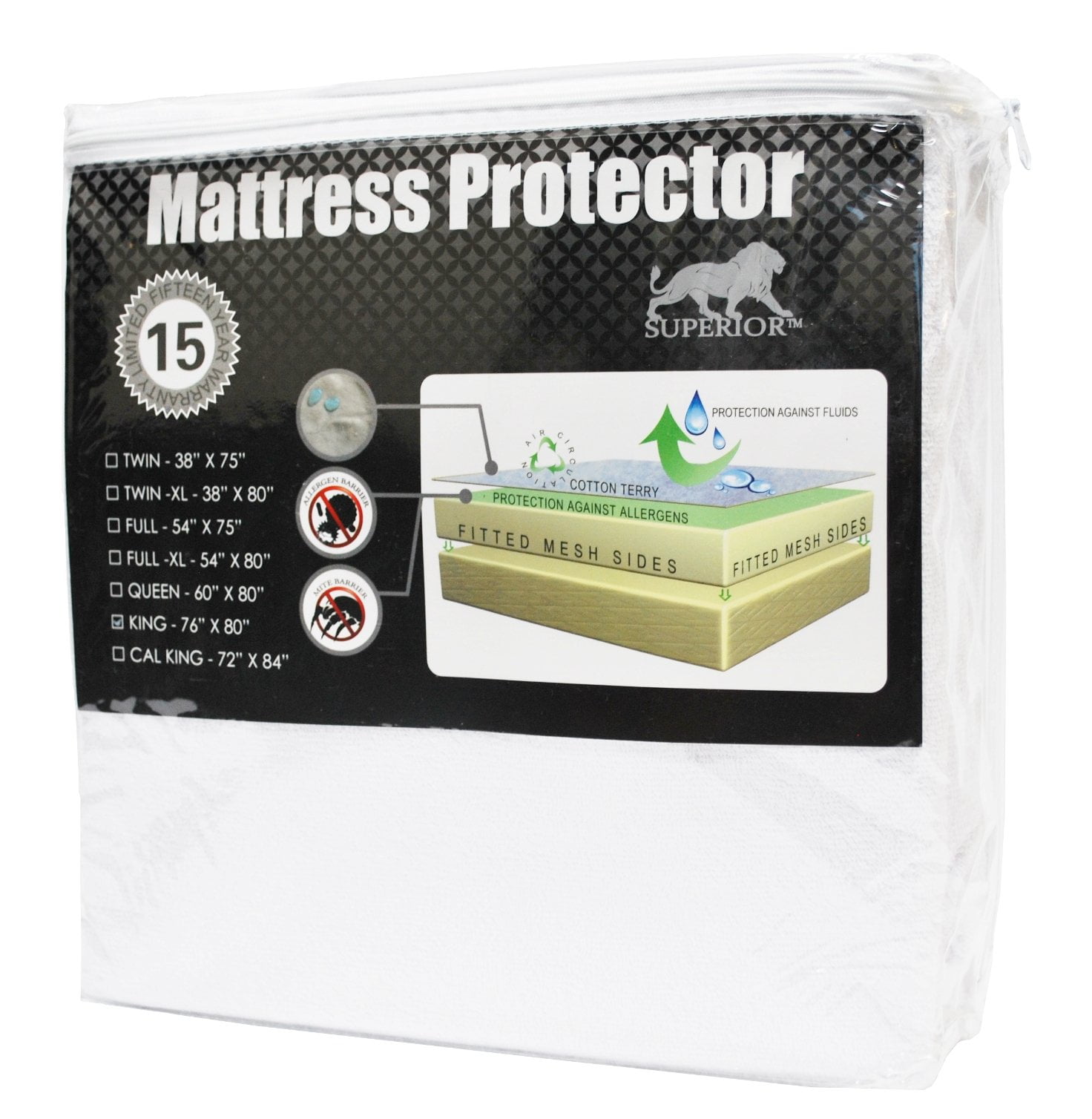 Hypoallergenic 100% Waterproof Backing Breathable Noiseless Mattress Protector Queen