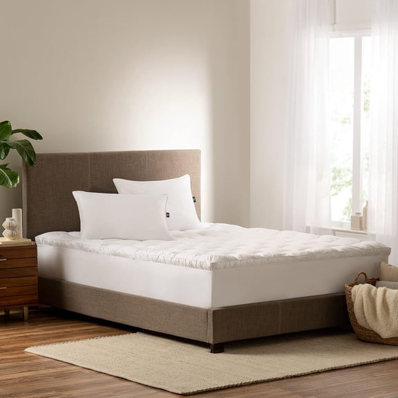 Hypoallergenic 2 Inch Pillowtop Mattress Topper Queen White