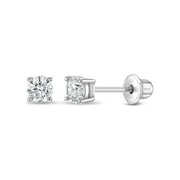 Hypoallergenic 925 Sterling Silver 3mm CZ Stud Solitaire Baby Toddler Earrings
