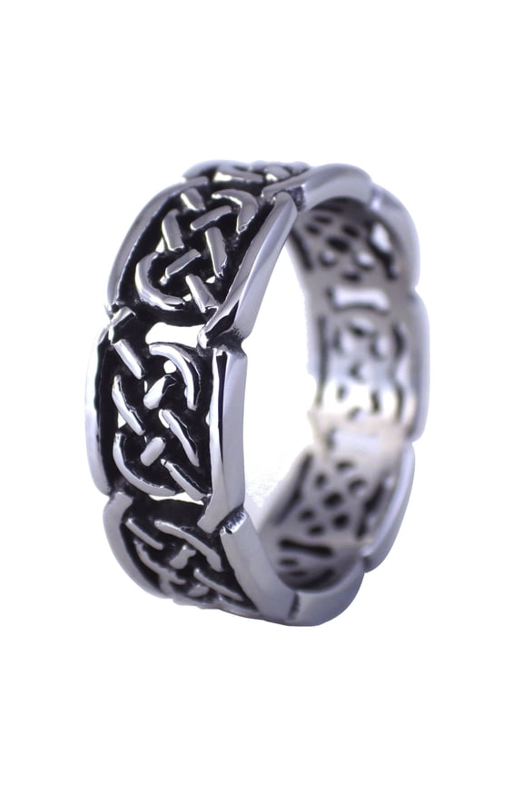 Celtic Knot Wedding Band Mens Womens 316L Stainless Steel Handfasting Ring Fantasy Forge Jewelry