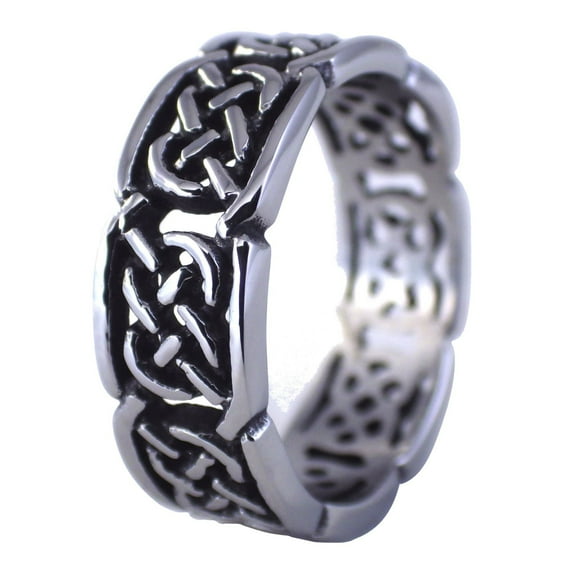 Celtic Knot Wedding Band Mens Womens 316L Stainless Steel Handfasting Ring Fantasy Forge Jewelry