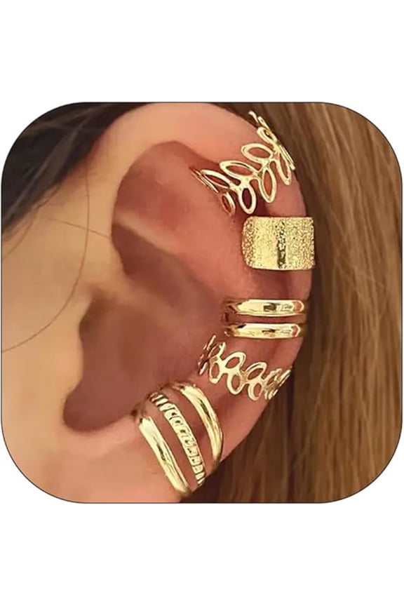 Hypoallergenic Clip On Ear Cuffs Non Piercing Earrings for Women 5PCS Cartilage Ear Wrap Jewelry Trendy Stocking Stuffers