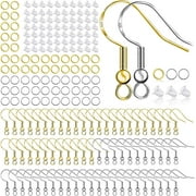 Hypoallergenic Earring Hooks 150 PCS/75 Pairs, 925 Sterling Silver Ear Wires Fish Hooks,500pcs Earring Making Kit with Jump Rings and Clear Silicone Earring Backs Stoppers for DIY Jewelry Making