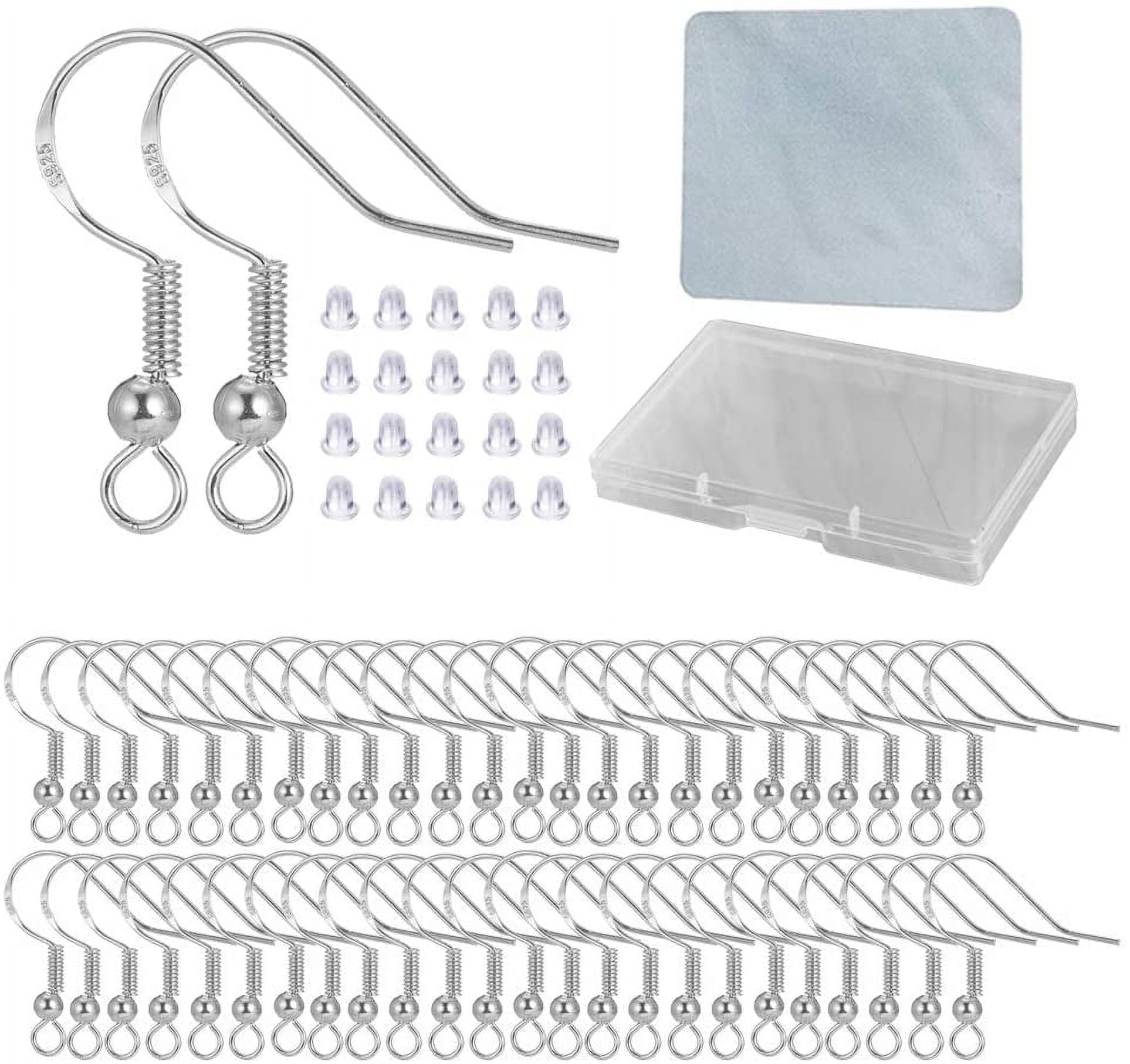 100 PCS/50 Pairs Earring Hooks, 925 Silver-Plated Hypoallergenic