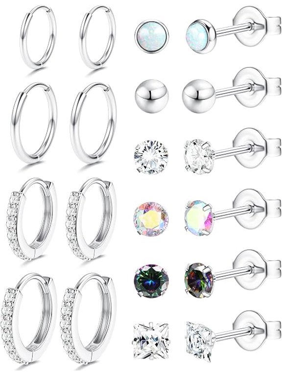 Hypoallergenic Flat Back Earrings for Women - Surgical Steel Earrings for Sensitive Ears 20G Stainless Steel Earrings Stacking Small Flat Back Stud Hoop Cartilage Earrings