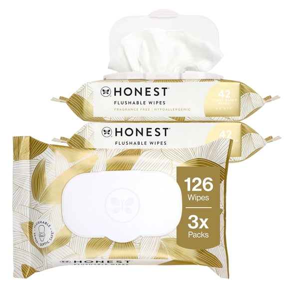 Hypoallergenic Flushable Wipes for Sensitive Skin, Gilded Wings, 126 Count