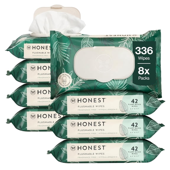 Hypoallergenic Flushable Wipes for Sensitive Skin, Tropical Leaves, 336 Count