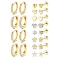 thumbnail image 1 of Hypoallergenic Gold Stud Earrings for Women - 14k Gold Plated Surgical Stainless Steel Flat back Earrings Small Huggie Hoop Flatback Earring for Sensitive Ears Screw Back Cartilage Piercing Jewelry, 1 of 6