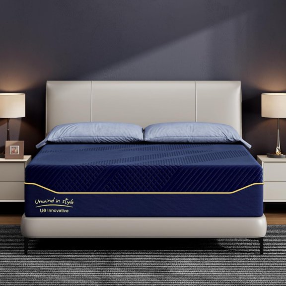 Hypoallergenic King Size Mattress, 10in Gel Memory Foam Medium Firm Mattress in a Box, Removable Washable Cover, Pressure Relief, Low Motion Transfer, CertiPUR-US, Navy Blue
