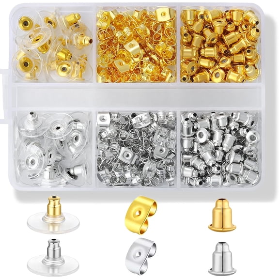 Hypoallergenic Metal Earring Backs - 170 Pcs, 6 Styles - Bullet Shape Safety Earring Backs Replacements for Studs, Hoops