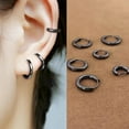 thumbnail image 1 of Hypoallergenic Small Black Hoop Earrings, Classic Plain Huggie Hoops, Everyday Jewelry, Gift for Her/Him, 12mm 1 Pair (2Pcs), 1 of 4