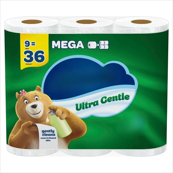 Hypoallergenic Ultra-Gentle Bathroom Tissue, 9 Mega Rolls, 231 Sheets per Roll (2,079 Total Sheets), Soft & Sensitive-Skin Friendly Toilet Paper, Dermatologist Tested