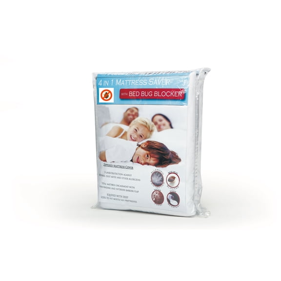 Hypoallergenic Waterproof Fabric BedBug Zippered Mattress Cover Protector - Twin