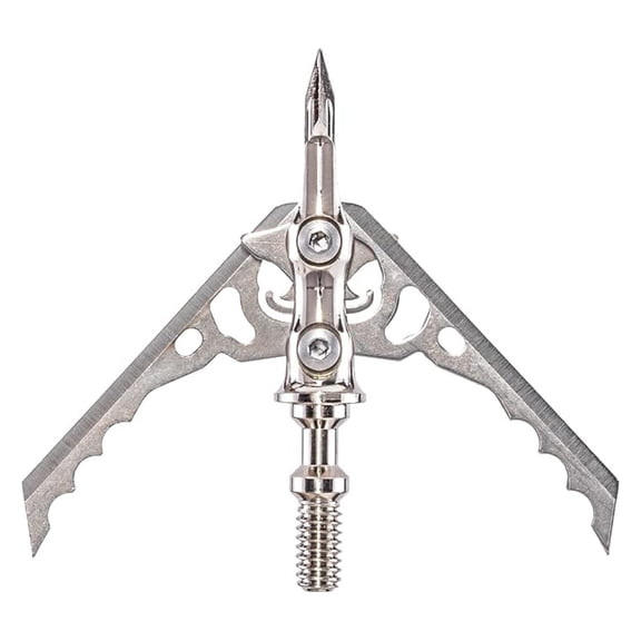 Hypodermic NC 2-Blade 100gr Hunting Broadhead (R38100), Tip, No Collar Blade Lock.035 Thick Swept-Back Angled Blades with a 2 Cutting Diameter, Machined Stainless Steel Ferrule, 3-Pack