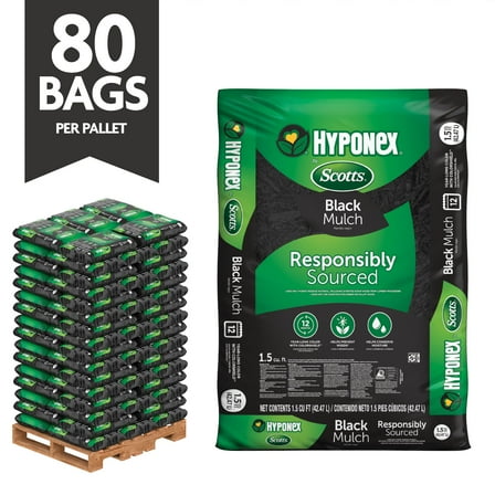 Hyponex by Scotts Black Mulch, For Landscapes and Gardens, Bulk Mulch Pallet, 120 cu. ft.