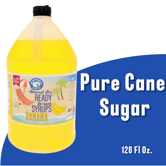 Hypothermias Banana Flavored Syrup, Gallon (128 Fl. Oz), Pure Cane Sugar