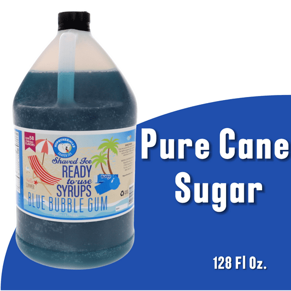 Hypothermias |Blue Bubble Gum| Ready to Use | Hawaiian Shaved Ice or Snow Cone Syrup Gallon (128 Fl. Oz), 100 % Pure Cane Sugar