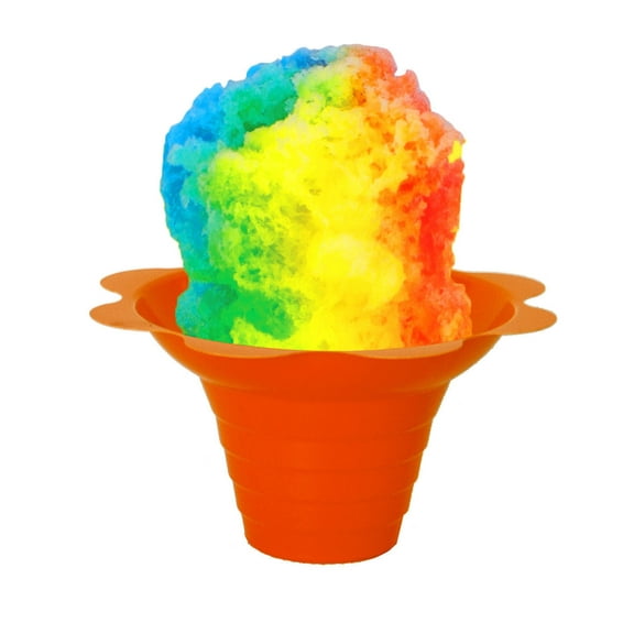 Hypothermias Flower Cups for Serving Shaved Ice or Snow Cones 4 oz, Case of 500, Orange and Green