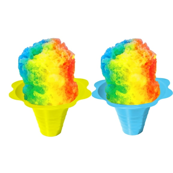 Hypothermias Flower Cups for Serving Shaved Ice or Snow Cones, Medium 8 Ounce, Case of 500, Blue/Yellow