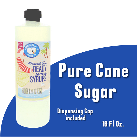 Hypothermias HONEY DEW (16 Fl Oz) Handcrafted Hawaiian Snow Cones Flavor Syrups for Drinks, Coffee, Shaved Ice & Slushie, Piraguas, Raspados, Soda Flavor Syrup, 100% Pure Cane Sugar