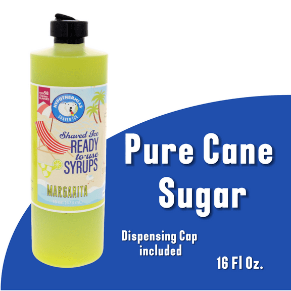 Hypothermias MARGARITA (16 Fl Oz) Handcrafted Hawaiian Snow Cones Flavor Syrups for Drinks, Coffee, Shaved Ice & Slushie, Piraguas, Raspados, Soda Flavor Syrup, 100% Pure Cane Sugar