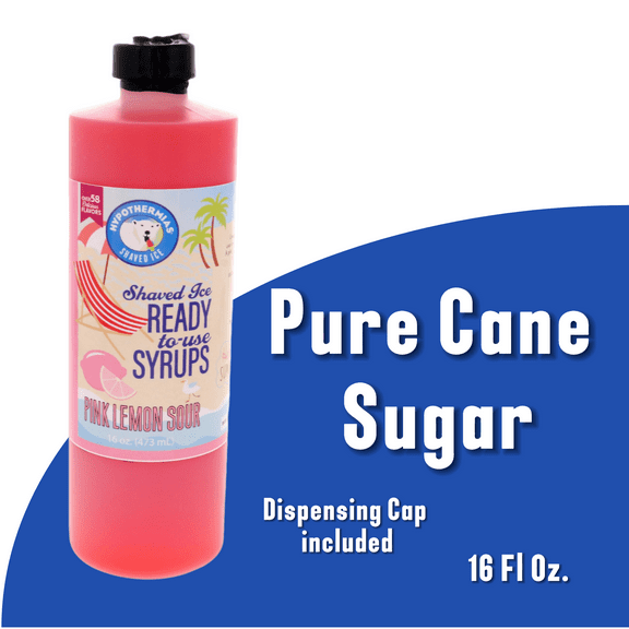 Hypothermias PINK LEMON SOUR (16 Fl Oz) Handcrafted Hawaiian Snow Cones Flavor Syrups for Drinks, Coffee, Shaved Ice & Slushie, Piraguas, Raspados, Soda Flavor Syrup, 100% Pure Cane Sugar