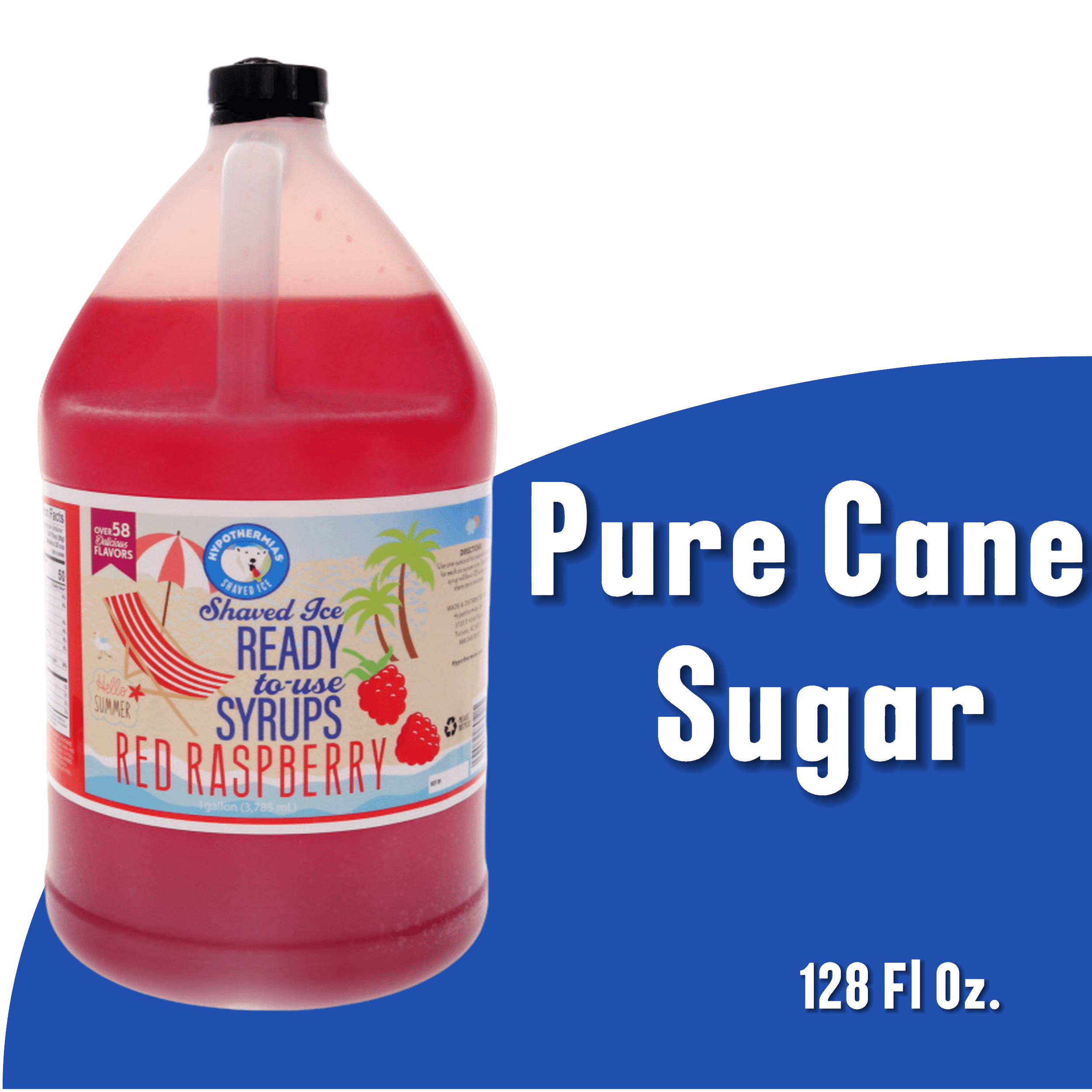 Sugar Cane Raspberry Hypothermias Red Raspberry Shaved Ice Syrup, 128 Fl Oz Gallon, Made ...