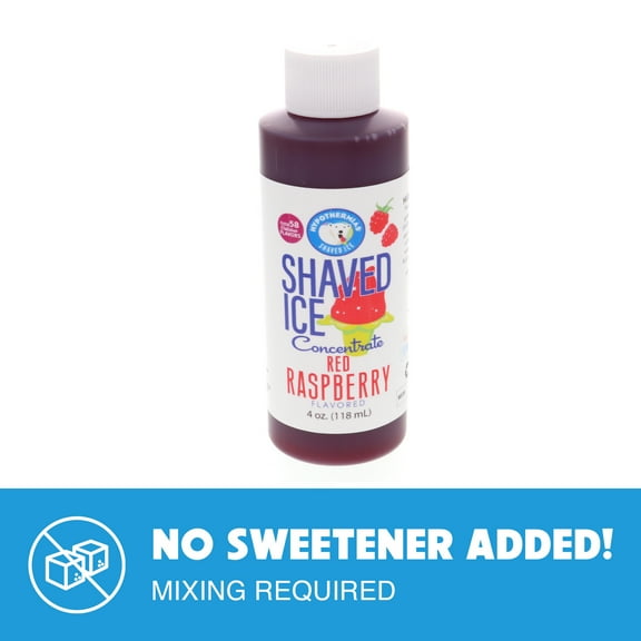 Hypothermias Red Raspberry Shaved Ice and Snow Cone Unsweetened Flavor Concentrate 4 Fl. Oz Size (makes 1 gallon of syrup with sugar and water added)