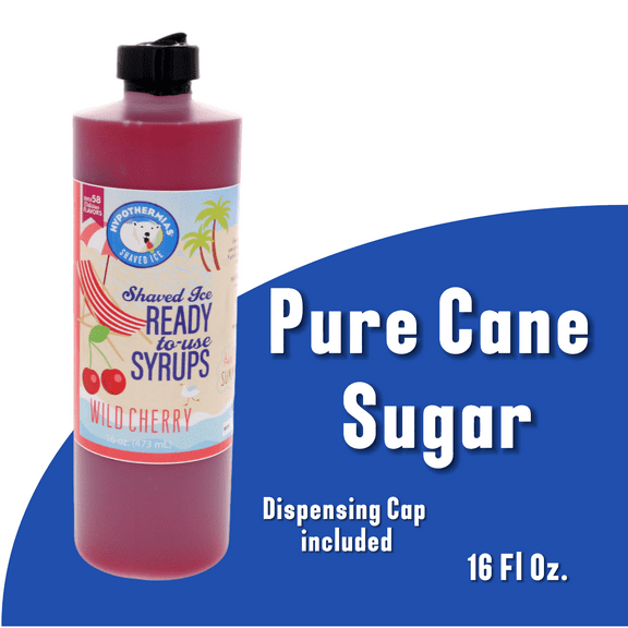 Hypothermias WILD CHERRY (16 Fl Oz) Handcrafted Hawaiian Snow Cones Flavor Syrups for Drinks, Coffee, Shaved Ice & Slushie, Piraguas, Raspados, Soda Flavor Syrup, 100% Pure Cane Sugar