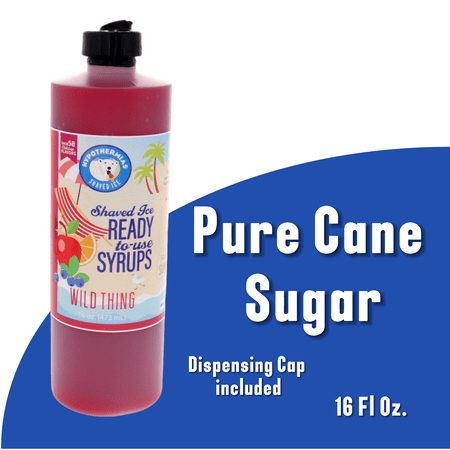 Hypothermias WILD THING (16 Fl Oz) Handcrafted Hawaiian Snow Cones Flavor Syrups for Drinks, Coffee, Shaved Ice & Slushie, Piraguas, Raspados, Soda Flavor Syrup, 100% Pure Cane Sugar