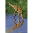 thumbnail image 1 of Hypsilophodon drinking water from a prehistoric lake Poster Print, 1 of 2