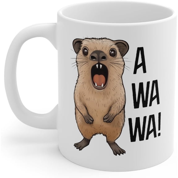 Hyrax Lover Cup, Awawa Coffee Mug Gifts, Funny Animal Scream Gift, Mama Meme Present