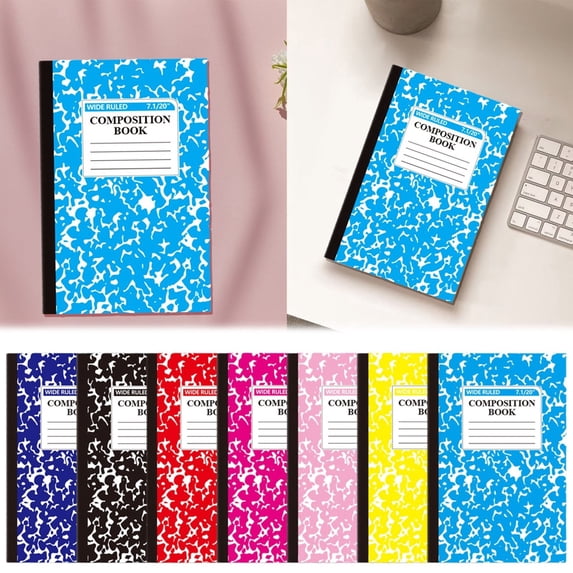 Hyrbek Under $5! A5 Composition Notebook Wide Ruled, Lined Notebook, Marble Composition Notebook, Classic Journal Notebook for Classroom Study Homework and Daily Notes, Green
