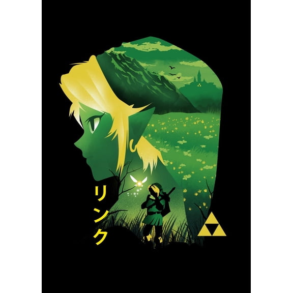 Hyrule Hero - Illusion Negative Space – Poster - Poster Print - Wooden Hanging Scroll Frame 24 x 36 Inch Poster