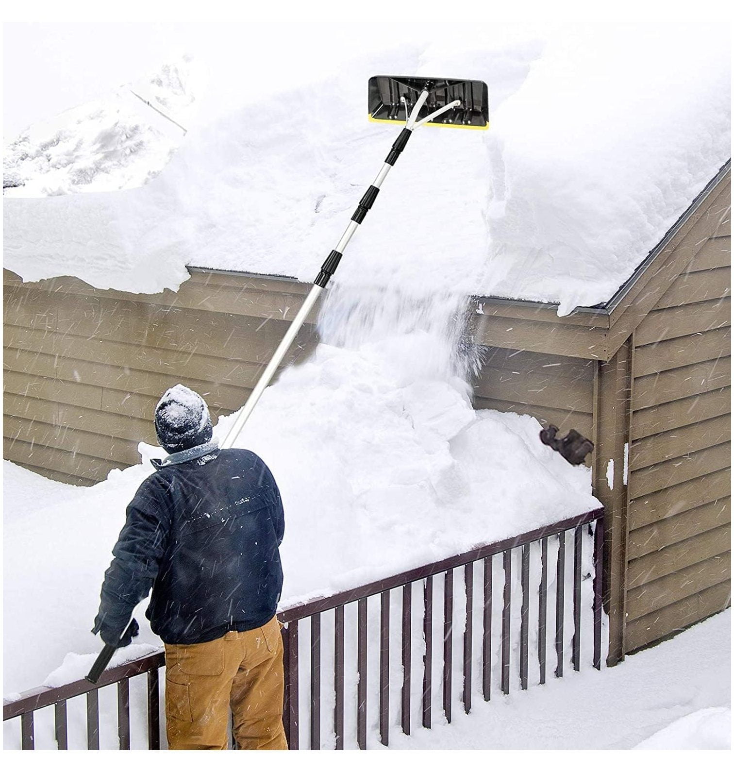 Hysache Roof Snow Rake, Large Blade Roof Snow Removal Tool, 6.2ft to