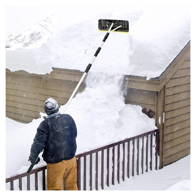 Hysache Roof Snow Rake, Large Blade Roof Snow Removal Tool, 6.2ft to