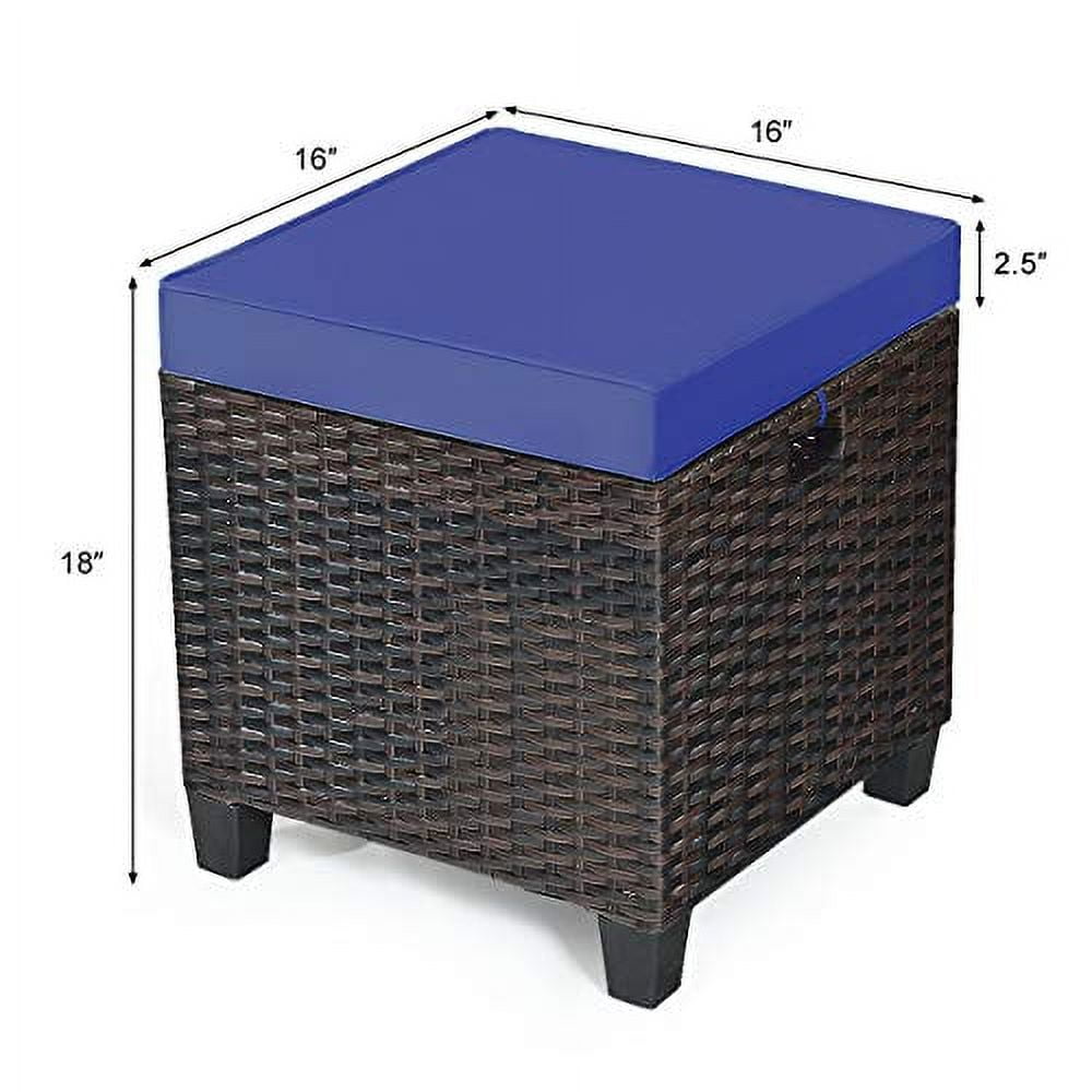 Hysache Wicker Ottoman Set of 2, All Weather Rattan Patio Ottoman Set ...