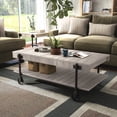 thumbnail image 1 of Hyssop 1-Shelf Wood Coffee Table with Wheels, Natural Tone and Black, 1 of 12
