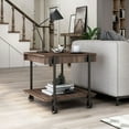 thumbnail image 1 of Hyssop 1-Shelf Wood Square End Table with Wheels, Dark Walnut and Black, 1 of 9