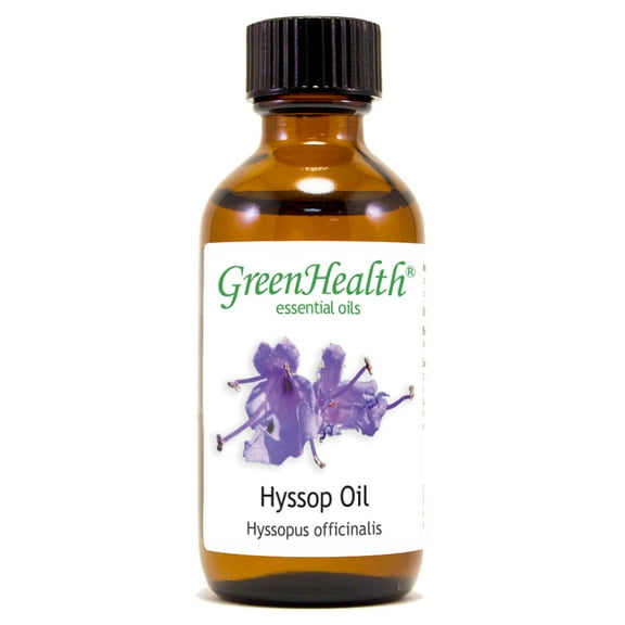 Hyssop Essential Oil - 2 fl oz - Amber Glass Bottle w/ Cap - GreenHealth