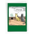 thumbnail image 1 of Hysterical Birthday Greeting Card with 5 x 7 Inch Envelope - Hole Foods - Cat Sitting Outside Mouse Hole, 1 of 6