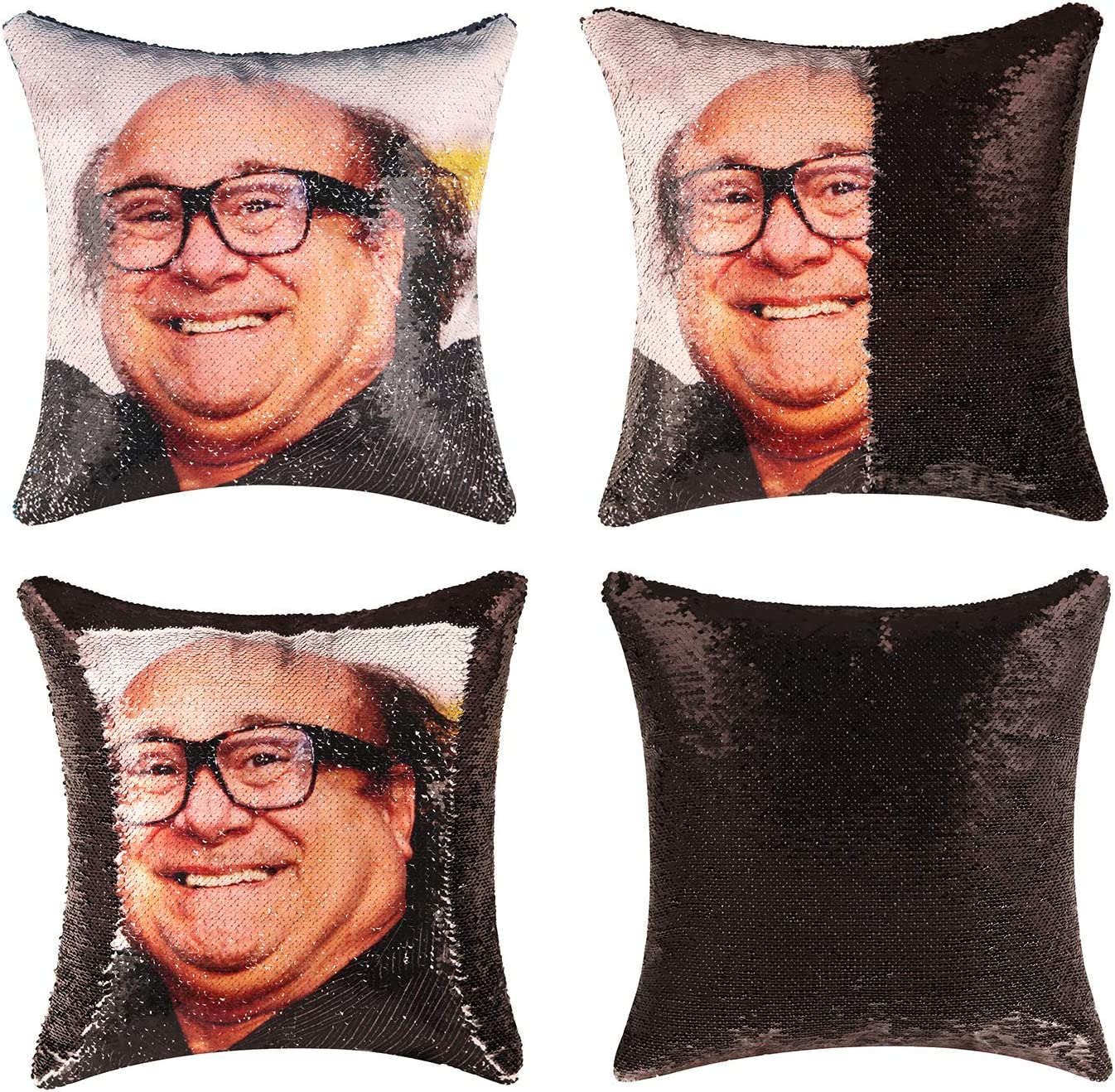 Hythillow Danny Devito Funny Sequin Throw Pillow Cover Magic Reversible