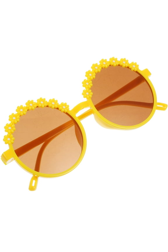 1 Pair Girls Sunglasses with Flower Shape for Shopping and UV Protection in PC Material