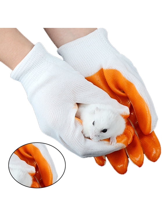 1Pair White Animals Handling Protection Gloves Thick Rubber Anti Bite Glove