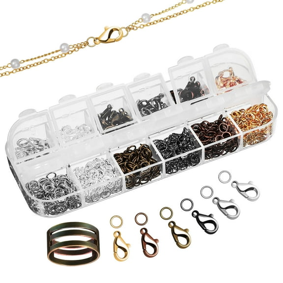 Hytrove 1 Set Jewelry Finding Kit for Necklace Fixing with Assorted Color Copper Materials in 4.91X2.36X0.39in Size