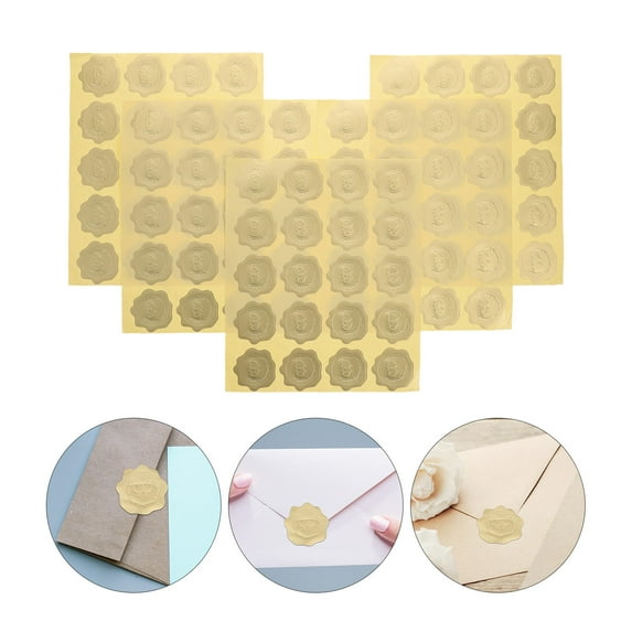Hytrove 100 Stickers Golden Silver Circular Paper PVC Sealing Decorating For Wedding Invitations Envelopes