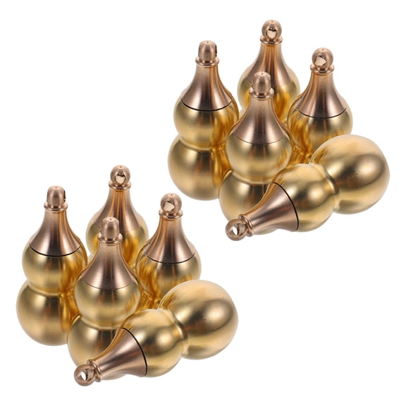 Hytrove 10-Piece Vintage Feng Shui Copper Gourd Hanging Ornaments for Traditional Chinese Style Home and Office Decoration