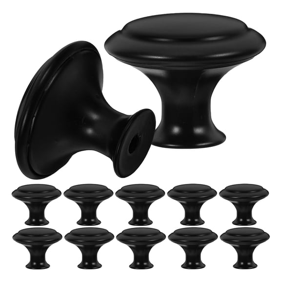 Hytrove 12-Piece Black Stainless Steel Round Pull Handles and Knobs for Kitchen Cabinets and Furniture Drawers